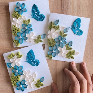 3er Set Quilling-Weihnachtskarten mit verpacktem Umschlag, Quilling-Weihnachtskarten für Freunde, Blankokarten, Weihnachtsbriefpapier, Karten
