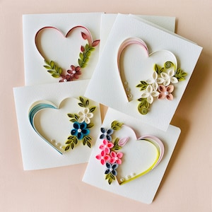Set di 5 biglietti di auguri natalizi floreali quilled vuoti con buste in scatola, biglietti di auguri per San Valentino, biglietti di congratulazioni, biglietti di ringraziamento