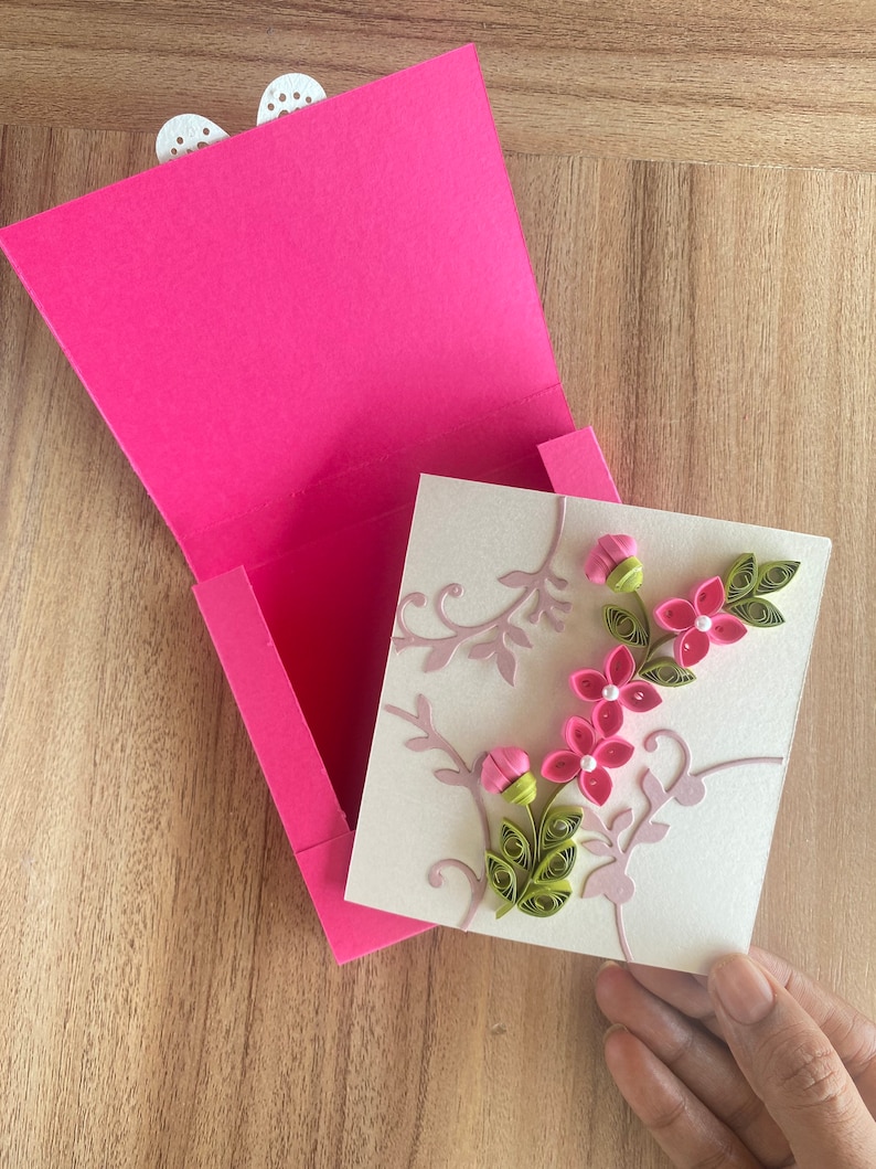 Set of 3 Quilling Blank Card Set With Boxed Envelopes, Handmade