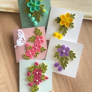 Set di 5 biglietti di auguri natalizi floreali quilled vuoti con buste in scatola, biglietti di auguri per San Valentino, biglietti di congratulazioni, biglietti di ringraziamento