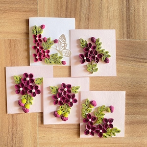 Set mit 5 leeren Quilled Floral Note Card Pack mit verpackten Umschlägen, Valentinstags-Karte, Glückwunschkarte, Dankeskarte