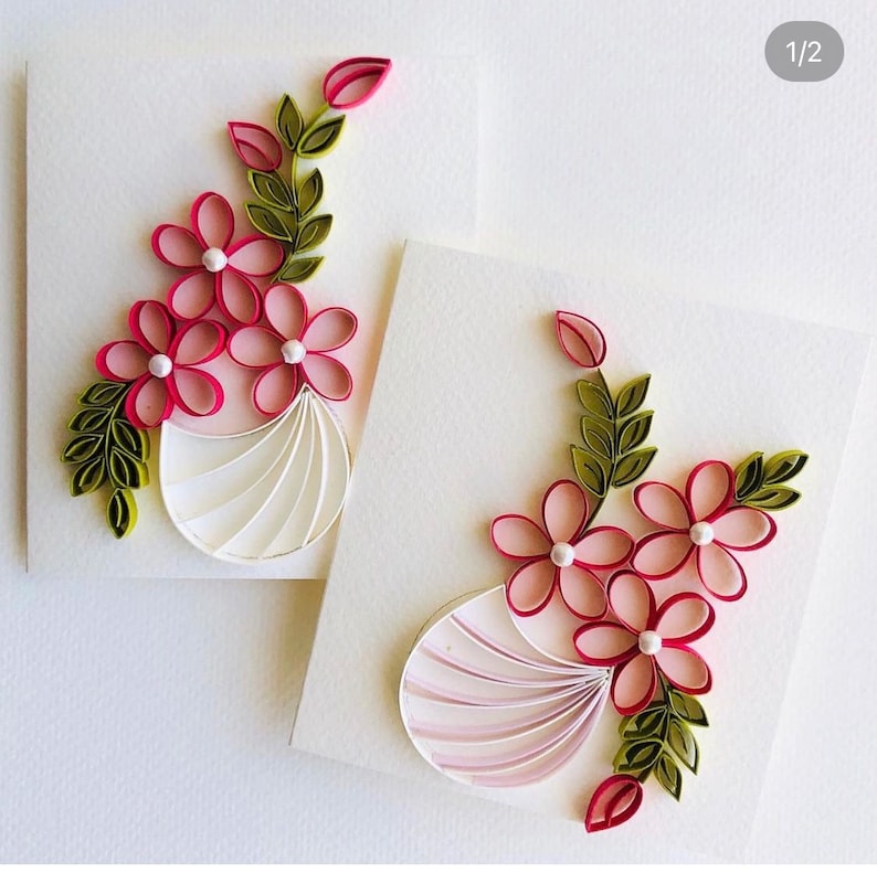 Set of 3 Quilling Blank Card Set With Boxed Envelopes Etsy