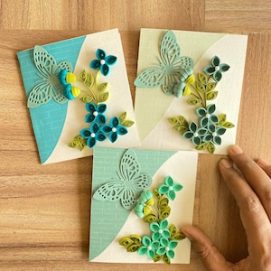 Set di 3 biglietti di auguri natalizi con busta in scatola, biglietti di Natale con quilling per amici, confezione di biglietti vuoti, cancelleria per le feste, biglietti
