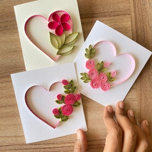 Conjunto de 3 cartões de nota de dia dos namorados com envelopes em caixa, cartões de dia dos namorados para amigos, cartão em formato de coração, cartão de amor, cartão para amigos