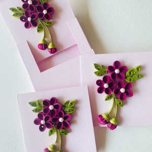 Set of 5 Blank Quilling Note Cards with Boxed Envelopes, Size 3.5x3.5 inch