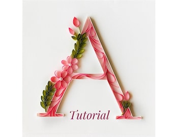 Digital Download Art Quilling Video Tutorial on Monogram A, Quilling Initial letter Video, How to Make, Quilling Pattern, Quilling Lesson