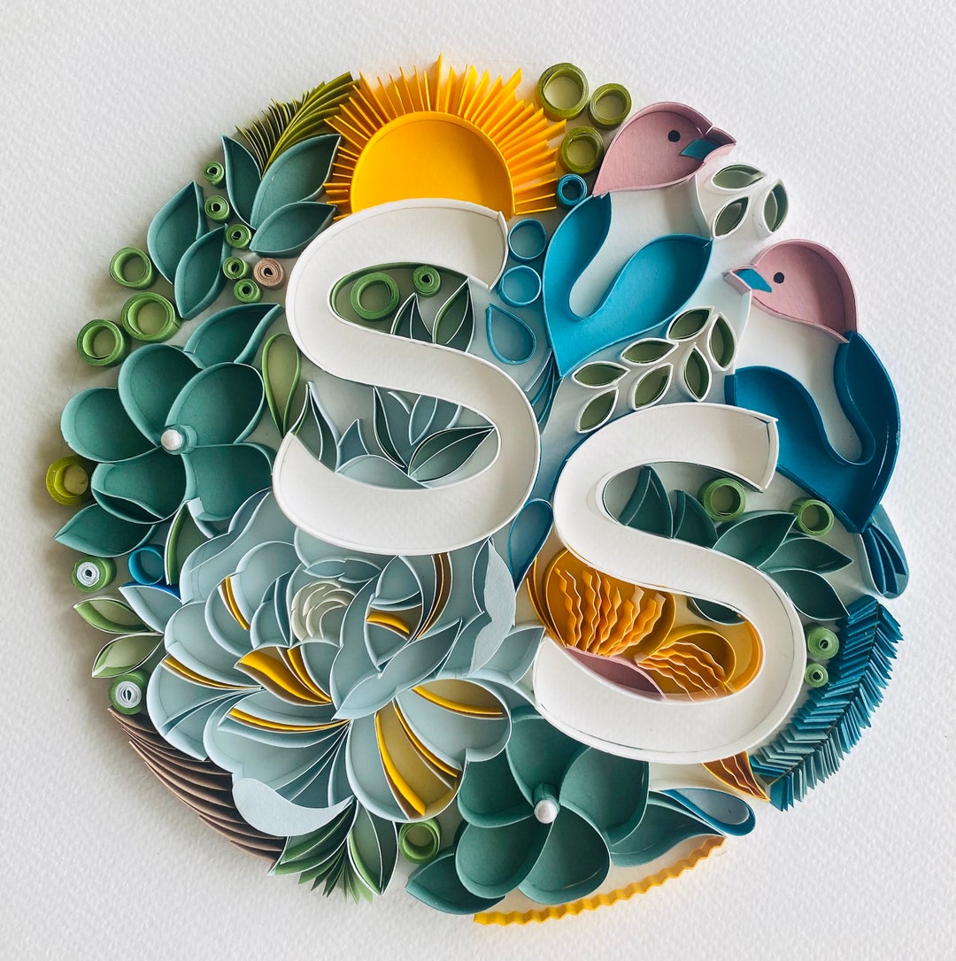 Quilled Couple Initials Framed Quilling Art Personalised Etsy