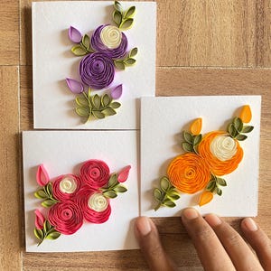 Set mit 5 Quilling-Grußkarten mit verpackten Umschlägen, Valentinstags-Grußkarten, Dankeskarte, Favor-Karte, Quill Art-Karte