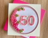Quilling 50 Birthday Greeting Card , 50th Greeting Card, Birthday Card for Mom Dad , Card with Boxed envelope