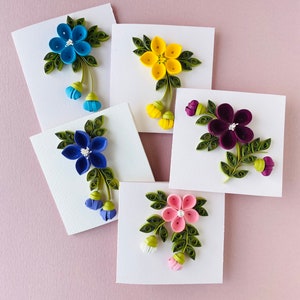 Set mit 5 leeren Quilled Floral Weihnachtsgrußkarten mit verpackten Umschlägen, Valentinsgrußkarten, Glückwunschkarten, Dankeskarten