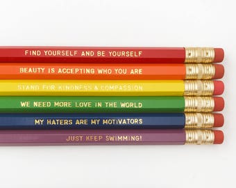 Ellen Personalized Pencil set - Inspirational pencil set - Feminist pencil set - LGBTQ pencil set - rainbow pencil set