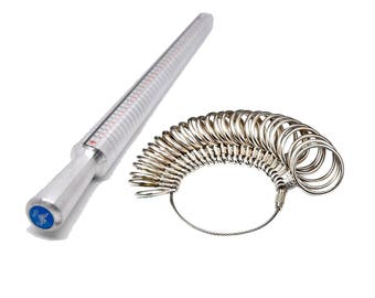 Peacock Ring Size Mandrel Finger Size Measuring Metal Stick - Size 1-15(US) 41-76(Europe), with Ring Sizer Gauge Set of 27 Pc Size 0-13 (US)