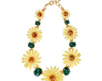 Daisy Jane  Flower Necklace  with Yellow resin