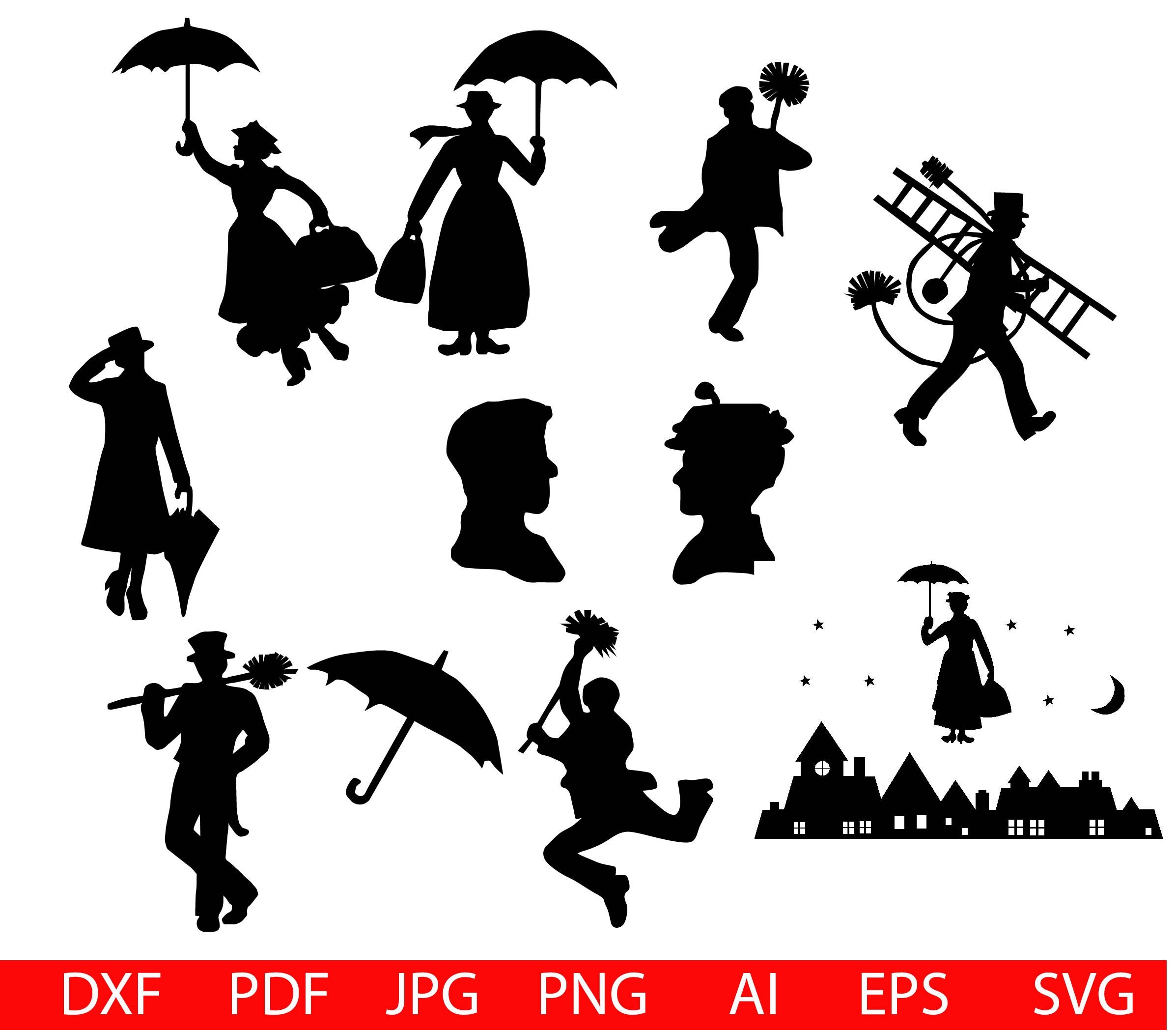 Download Mary Poppins SVG Mary Poppins silhouette SVG 11 silhouette ...