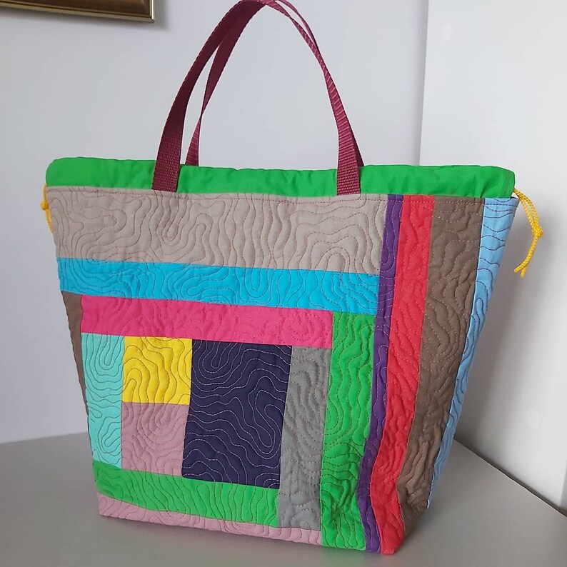 Travel knitting bag Patchwork quilted knitting tote Large Etsy