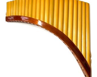 Left Handed Alto 22 Pipes Bamboo Pan Flute  - Case Included Panflute 22 Pipes Natural Bamboo