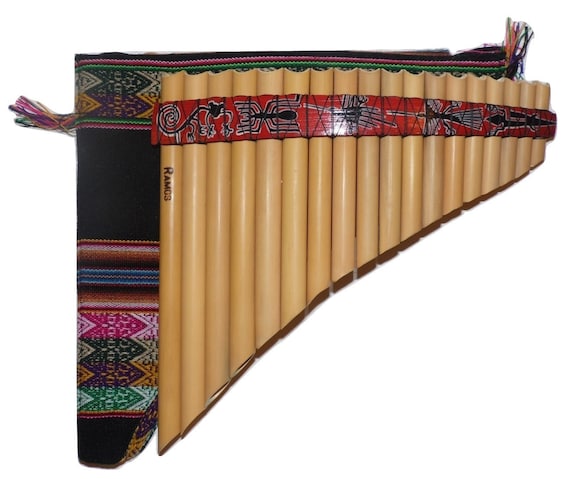 Case-Included Bamboo Pan Flute 18 pipes Nazca Design