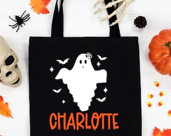 Personalized Trick or Treat Bag, Custom Name Halloween Candy Bag, Ghost Halloween Bag, Halloween Trick or Treat Bags, Personalized Candy Bag