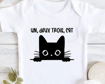 Un deux trois cat baby bodysuit, funny cat baby bodysuit, Cute baby clothes, Pet cat baby bodysuit, French cat baby bodysuit