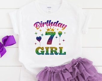 Birthday Girl Rainbow shirt - Seven Birthday shirt