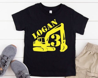 Kids Construction Birthday Shirt, Toddlers Birthday Excavator Shirt, Personalized Kids Shirt, Digger Shirt Kids