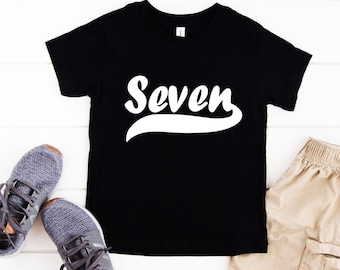 Seventh Birthday Boy shirt- Baseball 7th Birthday shirt- Seven Birthday Shirt- Seventh Birthday Boy Baseball Tee