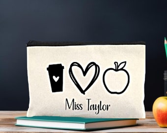 Personalized teacher pencil bag, Custom pencil teacher gift, cute teacher gift, pencil bag for teacher, teacher appreciation gift