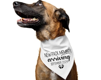 New Pack member dog bandana, custom pregnancy announcement dog bandana, Best Friend Arriving soon, Baby announcement Bandana