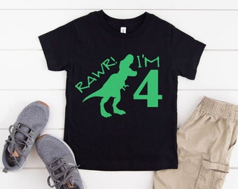 4th Birthday Shirt, 4th Birthday Dinosaur shirt, Rawr I'm 4 Dinosaur Shirt, Fourth Birthday Tee, Dinosaur Tee, Dino Shirt for Toddler