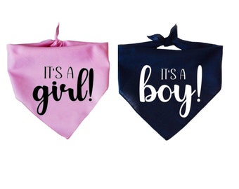 Gender reveal dog bandana - It's a Boy Dog Bandana - It's a Girl Dog Bandana - Pregnancy announcement bandana