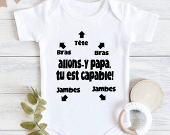Funny French baby bodysuit, First dad baby bodysuit, Cute newborn gift idea, Funny baby clothes, French baby bodysuit