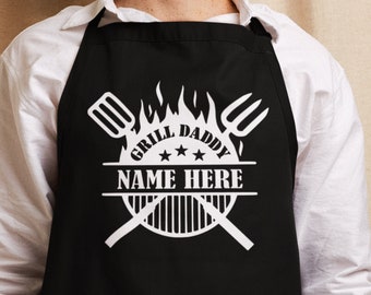 Personalized Apron for Dad, Grill Daddy Apron, Father's Day Gift, Custom Mens Apron, Grill Apron for Men, Custom BBQ Apron, Chef Gift