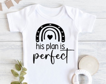 Rainbow Baby Reveal Onesie®, His Plan is Perfect Bodysuit, Pregnancy Announcement, IVF Infant onesie