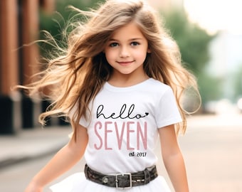 Hello Seven 7th Birthday Shirt Seventh birthday shirt Cute 7th birthday shirt