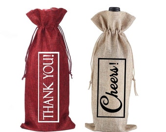 Cheers Burlap Wine Bag Thank You Burlap Wine Bag Thank You Gift Bag Wine Lover Gift Bag Wine Bag
