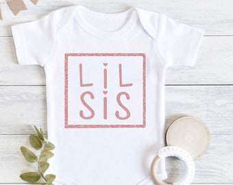 Lil Sis Baby bodysuit, Little Sister baby announcement Baby sister Cute Baby Sister Lil Sis bodysuit, sibling matching shirt