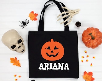 Custom Trick or Treat Bag, Custom Name Halloween Candy Bag, Ghost Halloween Bag, Halloween Trick or Treat Bags, Personalized Candy Bag