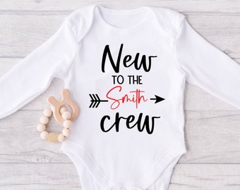 Personalized New To The Crew Onesie®, New To The Crew Custom Baby Bodysuit, Baby Shower Gift, New To The Crew