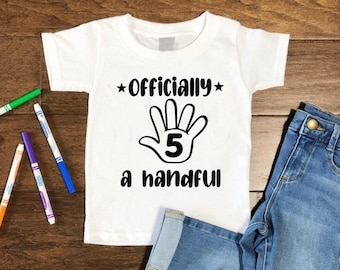 Officially a handful, 5th birthday boy shirt, fifth birthday gift, fifth birthday shirt, birthday boy, funny birthday shirt, 5th birthday