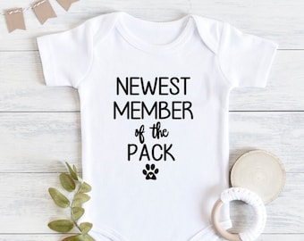Newest member of the pack bodysuit /  Baby's best friend / Pregnancy announcement / Cute Baby bodysuit/ Sibling has paws