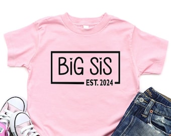 Big sister shirt  2024  Big Sis est. 2023 2024  Pregnancy Announcement  Baby Announcement Shirt Promoted Sister Shirt