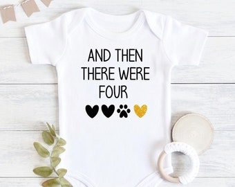 And then there were 3 4 5 Baby Onesie™ - Pregnancy Announcement - Baby Announcement - Pregnancy Reveal - Custom Baby Onesie® Family Paws