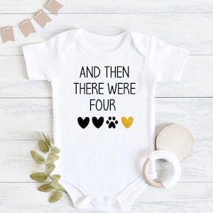 And then there were 3 4 5 Baby Onesie™ - Pregnancy Announcement - Baby Announcement - Pregnancy Reveal - Custom Baby Onesie® Family Paws