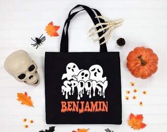 Custom Trick or Treat Bag, Custom Name Halloween Candy Bag, Ghost Halloween Bag, Halloween Trick or Treat Bags, Personalized Candy Bag