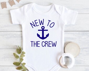 New to the Crew bodysuit Boat Anchor Theme bodysuit, Nautical Theme bodysuit, Cruise Theme bodysuit, Boat Navy bodysuit