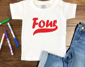 Kids Fourth Birthday Shirt: Number Four Milestone Tee