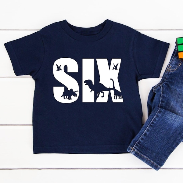 6th Birthday Dino Shirt, Dinosaur theme Sixth Birthday Shirt, Birthday Boy Shirt, 6th Birthday Shirt, 6 Birthday Boy