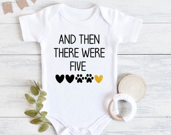 And then there were 3 4 5 Baby Onesie™ - Pregnancy Announcement - Baby Announcement - Pregnancy Reveal - Custom Baby Onesie® Family Paws