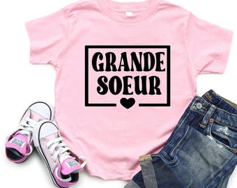 Grande Soeur Shirt, Promue grande soeur, French big sister shirt, annonce de grossesse, bientot grande soeur, grande soeur shirt