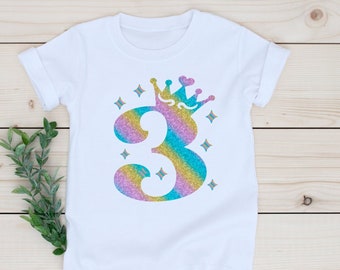 3rd birthday rainbow shirt, 3 birthday shirt, Rainbow birthday shirt, 3rd birthday girl shirt